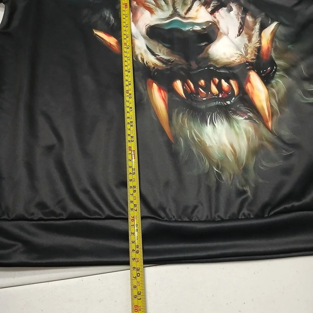 Angry Wolf 3D All‎ Over Print Hooded Pullover Longsleeve Shirt 1XL